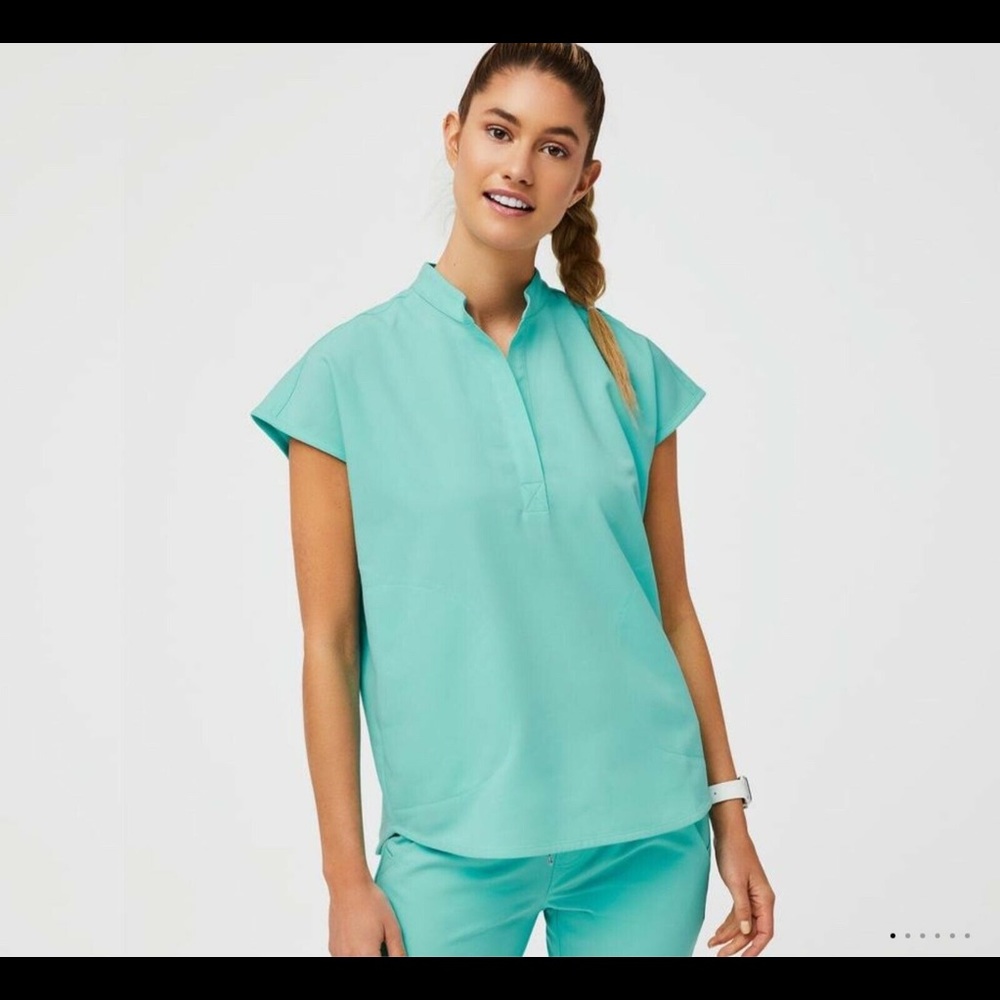 Figs Mandarin Collar Scrub Top